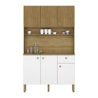 Armário de Cozinha Compacta 6 Portas e 1 Gaveta 111cm Veneza Ripado Freijó/Supremo - Pallazio