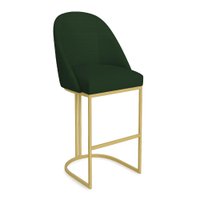 Banqueta Alta Bela Suede Base Metálica Industrial Dourado - Pallazio