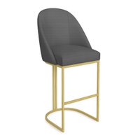 Banqueta Alta Bela Suede Grafite Base Metálica Industrial Dourado - Pallazio