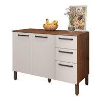 Balcão Gabinete para Cozinha 2 Portas e 3 Gavetas Tati Castanho/OffWhite - Pallazio