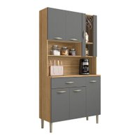 Armário de Cozinha Compacta 6 Portas e 1 Gaveta 90 cm Gold Freijó/Grafite - Pallazio