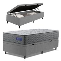 Cama Box Baú Colchão Solteiro Molas Ensacadas Atlanta 88x188x63cm