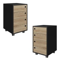 Kit 2 Gaveteiros Multiuso 36 cm P1072 Preto Oak PP Milani Store