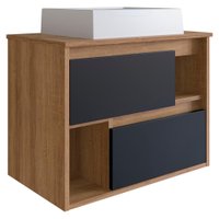 Gabinete Suspenso Para Banheiro Com Cuba 60 cm LVP03 Mell Preto NOVAM