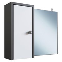 Armario Para Banheiro 1 Porta 50 cm LVA04 Grafite Branco NOVAM