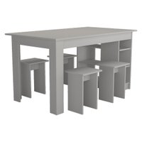 Mesa Com Nichos 4 Bancos 140 cm B21 Branco NOVAM