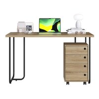 Mesa Escrivaninha 135 cm e Gaveteiro 4 Gavetas Oak PP Milani Store