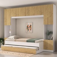 Bicama Solteiro com Guarda-roupa para Colchão 188x88cm 8 Portas Multimóveis MP4789 Branco/Madeirado
