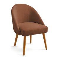 Cadeira Poltrona de Jantar Estofada Luna Boucle Pés Palito Castanho - Pallazio
