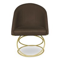 Kit 04 Cadeiras Poltrona de Jantar Bela Suede Base Metálica Luxo Dourado - Pallazio