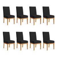 Kit 8 Cadeiras de Jantar Brisa Veludo Base de Madeira - Pallazio Cor:Preto