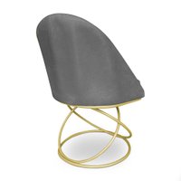 Cadeira Poltrona de Jantar Bela Veludo Base Metálica Luxo Dourado - Pallazio
