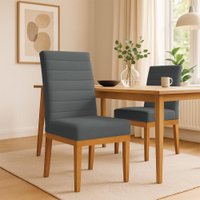 Cadeira de Jantar Solana Boucle Grafite Base de Madeira - Pallazio
