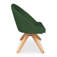 Kit 06 Poltronas Cadeira Giratória Bela Suede Base de Madeira - Pallazio