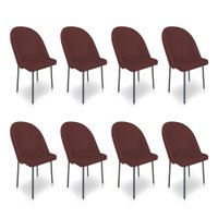 Kit 8 Cadeiras Poltrona de Jantar Ariel Suede Marsala Pés de Ferro Preto - Pallazio