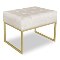 Kit 02 Puffs Lisa Suede Base Metálica Industrial Dourado - Pallazio
