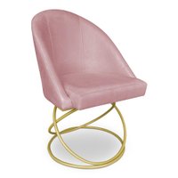 Kit 02 Cadeiras Poltrona de Jantar Bela Veludo Base Metálica Luxo Dourado - Pallazio