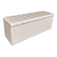 Calçadeira Recamier Baú King 1,95m Holanda Suede Bege - Pallazio