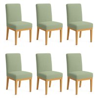 Kit 6 Cadeiras de Jantar Solana Boucle Base de Madeira - Pallazio Cor:Verde Pistache
