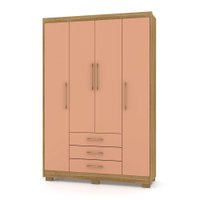 Guarda Roupa Solteiro 4 Portas e 3 Gavetas Valência Nature/Camarim - Pallazio