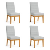 Kit 4 Cadeiras de Jantar Solana Suede Cinza Base de Madeira - Pallazio