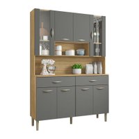 Armário de Cozinha Compacta 8 Portas e 2 Gavetas 121cm Gold Freijó/Grafite - Pallazio