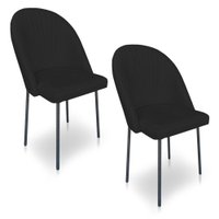 Kit 2 Cadeiras Poltrona de Jantar Ariel Suede Preto Pés de Ferro Preto - Pallazio