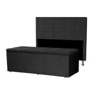 Kit Cabeceira e Calçadeira Baú King 1,95m Roma Suede - Pallazio