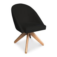 Kit 06 Poltronas Cadeira Giratória Bela Veludo Base de Madeira - Pallazio