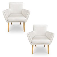Kit 2 Poltronas Decorativa Leticia Suede Pés Palito Castanho - Pallazio