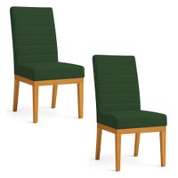 Kit 2 Cadeiras de Jantar Solana Veludo Base de Madeira - Pallazio Cor:Verde