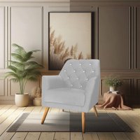 Kit 2 Poltronas Velvet Strass Veludo Pés de Madeira - Pallazio Cor:Cinza