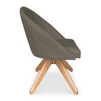 Kit 04 Poltronas Cadeira Giratória Bela Suede Base de Madeira - Pallazio