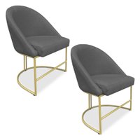 Kit 02 Cadeiras Poltrona de Jantar Bela Veludo Base Metálica Industrial Dourado - Pallazio