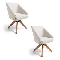Kit 2 Poltronas Giratórias Alana Suede Base de Madeira - Pallazio Cor:Bege