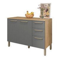 Balcão Gabinete para Cozinha 2 Portas e 3 Gavetas Tati Freijó/Grafite - Pallazio