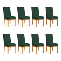 Kit 8 Cadeiras de Jantar Brisa Suede Base de Madeira - Pallazio Cor:Verde