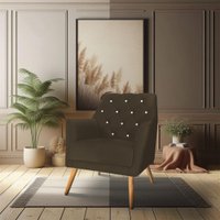 Kit 2 Poltronas Velvet Strass Veludo Pés de Madeira - Pallazio Cor:Marrom