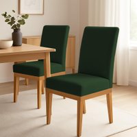 Kit 2 Cadeiras de Jantar Brisa Veludo Base de Madeira - Pallazio Cor:Verde