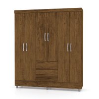 Guarda Roupa Solteiro 6 Portas 153 cm cm Rio Plus Imbuia/Champanhe - Pallazio