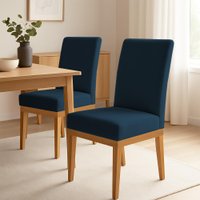 Kit 2 Cadeiras de Jantar Solana Suede Base de Madeira - Pallazio Cor:Azul Marinho