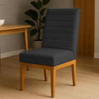 Cadeira de Jantar Solana Suede Base de Madeira - Pallazio Cor:Preto