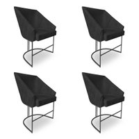 Kit 4 Poltronas Luxo Alana Veludo Base Ferro Preto - Pallazio Cor:Preto