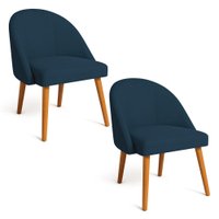 Kit 02 Cadeiras Poltrona de Jantar Luna Suede Pés Palito Castanho - Pallazio
