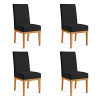 Kit 4 Cadeiras de Jantar Brisa Veludo Base de Madeira - Pallazio Cor:Preto