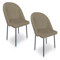 Kit 2 Cadeiras Poltrona de Jantar Ariel Suede Pés de Ferro Preto - Pallazio
