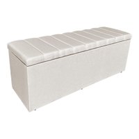 Calçadeira Recamier Baú Queen 1,60m Holanda Linho Bege - Pallazio