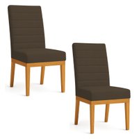 Kit 2 Cadeiras de Jantar Solana Veludo Base de Madeira - Pallazio Cor:Marrom