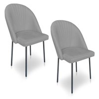 Kit 2 Cadeiras Poltrona de Jantar Ariel Suede Grafite Pés de Ferro Preto - Pallazio