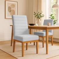 Cadeira de Jantar Solana Boucle Base de Madeira - Pallazio Cor:Cinza